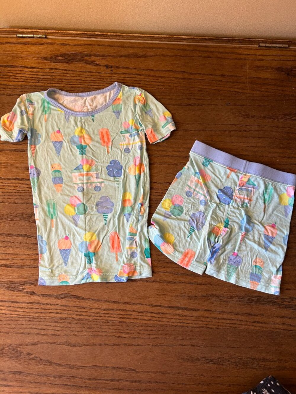 Little Sleepies 2 Piece Pajama Set; Shorts & Short-Sleeve Top; Ice-Cream; 4T